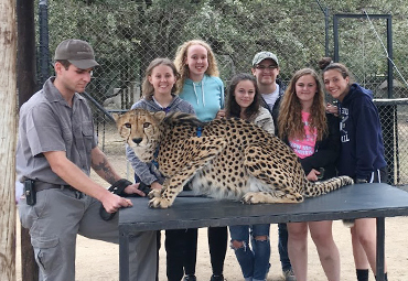  EFE Students gathered around a cheetah in South Africa